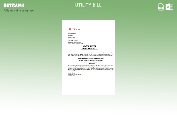 Шаблон за известување за исклучување на сметките за исклучување на комунални усл